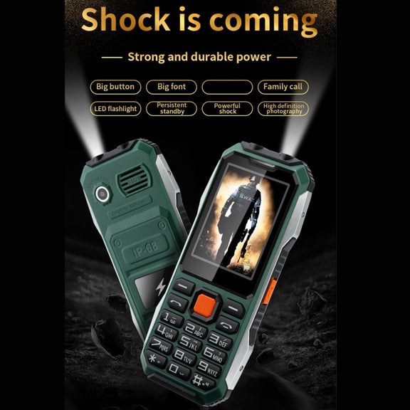 A6 4G Full Network Triple Proofing Elder Phone, Water-resistant Shockproof Dustproof, 6800mAh Battery, 2.4 inch, 21 Keys, LED Flashlight, FM, SOS, Dual SIM, Network: 4G(Orange)