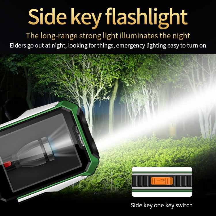 A6 4G Full Network Triple Proofing Elder Phone, Water-resistant Shockproof Dustproof, 6800mAh Battery, 2.4 inch, 21 Keys, LED Flashlight, FM, SOS, Dual SIM, Network: 4G(Green)
