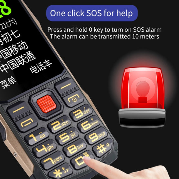 K1 Triple Proofing Elder Phone, Water-resistant Shockproof Dustproof, 4800mAh Battery, 2.4 inch, 21 Keys, Bluetooth, LED Flashlight, FM, SOS, Dual SIM, Network: 2G (Black)