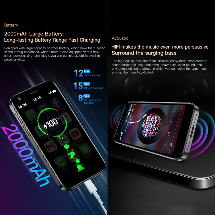 SOYES XS12 Pro, 2GB+16GB, Face Recognition, 3.0 inch Android 10.0 MTK6750 Octa Core, Bluetooth, WiFi, FM, OTG, Network: 4G, Dual SIM, Support Google Play (Black)