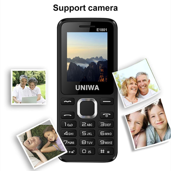 UNIWA E1801 Mobile Phone, 1.77 inch, 800mAh Battery, 21 Keys, Support Bluetooth, FM, MP3, MP4, GSM, Dual SIM(Blue)