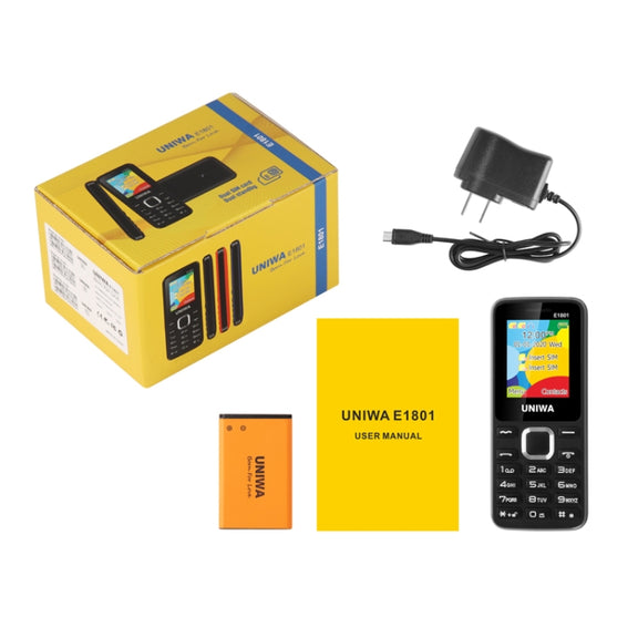 UNIWA E1801 Mobile Phone, 1.77 inch, 800mAh Battery, 21 Keys, Support Bluetooth, FM, MP3, MP4, GSM, Dual SIM(Blue)