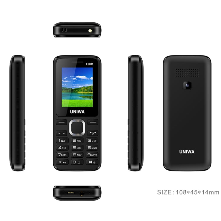 UNIWA E1801 Mobile Phone, 1.77 inch, 800mAh Battery, 21 Keys, Support Bluetooth, FM, MP3, MP4, GSM, Dual SIM(Blue)