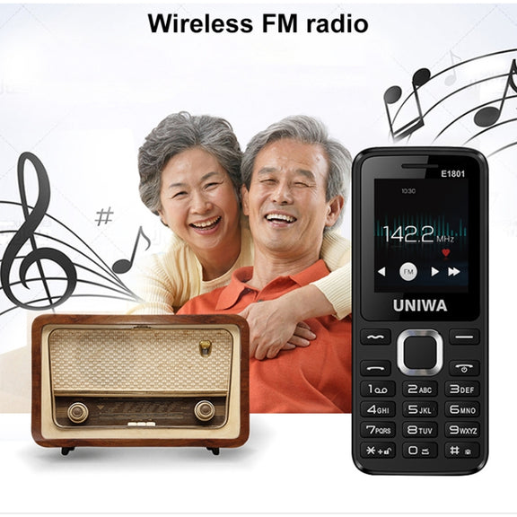 UNIWA E1801 Mobile Phone, 1.77 inch, 800mAh Battery, 21 Keys, Support Bluetooth, FM, MP3, MP4, GSM, Dual SIM(Blue)