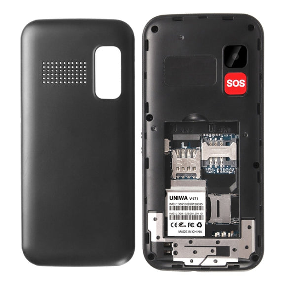 UNIWA V171 Mobile Phone, 1.77 inch, 1000mAh Battery, 21 Keys, Support Bluetooth, FM, MP3, MP4, GSM, Dual SIM, with Docking Base(Black)