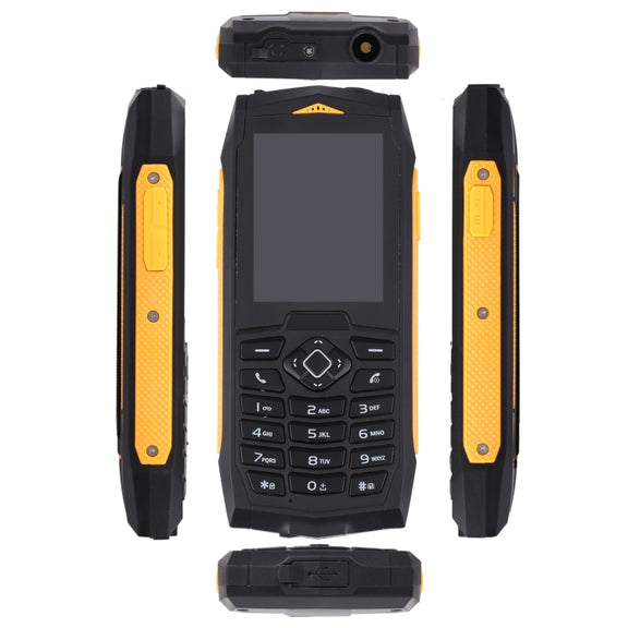 Rugtel R1C Rugged Phone, IP68 Water-resistant Dustproof Shockproof, 2.4 inch, MTK6261D, 2000mAh Battery, SOS, FM, Dual SIM(Yellow)