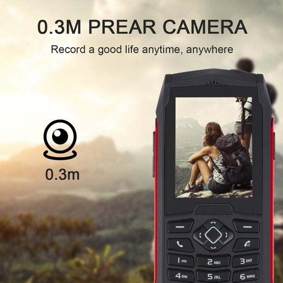 Rugtel R1D Rugged Phone, IP68 Water-resistant Dustproof Shockproof, 2.4 inch, MTK6261D, 2000mAh Battery, Loud Box Speaker, FM, Network: 2G, Dual SIM (Red)