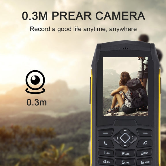 Rugtel R1D Rugged Phone, IP68 Water-resistant Dustproof Shockproof, 2.4 inch, MTK6261D, 2000mAh Battery, Loud Box Speaker, FM, Network: 2G, Dual SIM(Yellow)