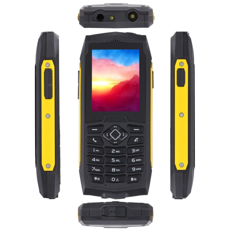 Rugtel R1D Rugged Phone, IP68 Water-resistant Dustproof Shockproof, 2.4 inch, MTK6261D, 2000mAh Battery, Loud Box Speaker, FM, Network: 2G, Dual SIM(Yellow)