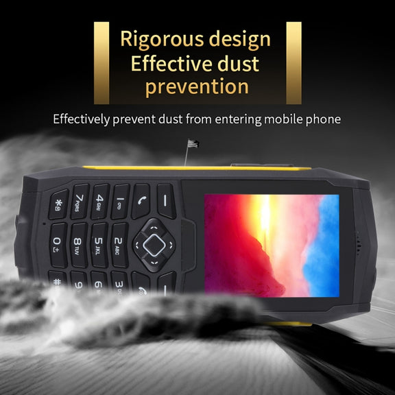 Rugtel R1D Rugged Phone, IP68 Water-resistant Dustproof Shockproof, 2.4 inch, MTK6261D, 2000mAh Battery, Loud Box Speaker, FM, Network: 2G, Dual SIM(Yellow)