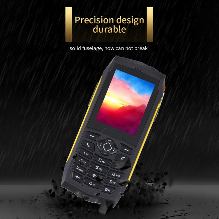 Rugtel R1D Rugged Phone, IP68 Water-resistant Dustproof Shockproof, 2.4 inch, MTK6261D, 2000mAh Battery, Loud Box Speaker, FM, Network: 2G, Dual SIM(Yellow)