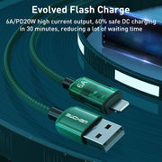 WK WDC-180 6A Pioneer Series USB to 8 Pin Transparent Fast Charge Data Cable, Length: 1m(Green)