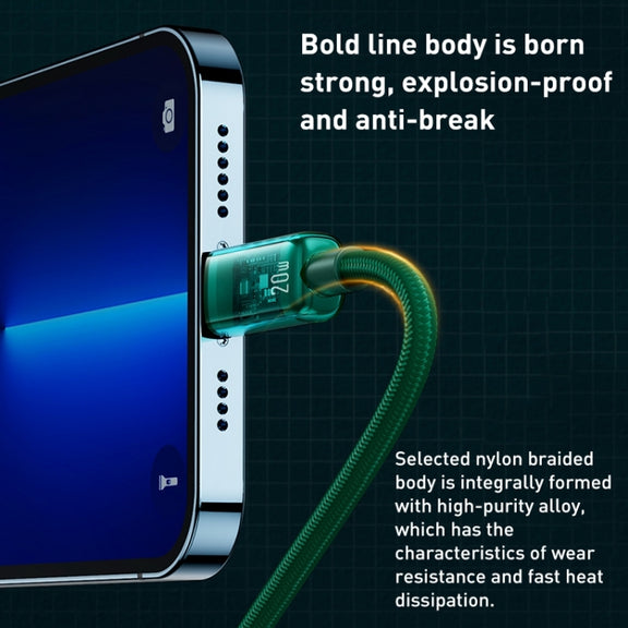 WK WDC-180 6A Pioneer Series USB to 8 Pin Transparent Fast Charge Data Cable, Length: 1m(Green)