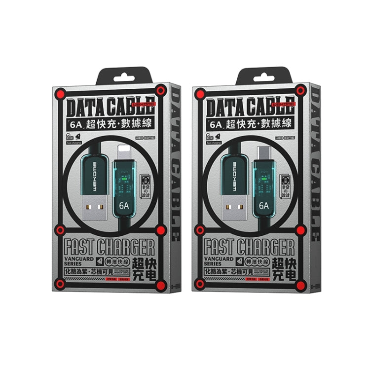 WK WDC-180 6A Pioneer Series USB to 8 Pin Transparent Fast Charge Data Cable, Length: 1m(Green)