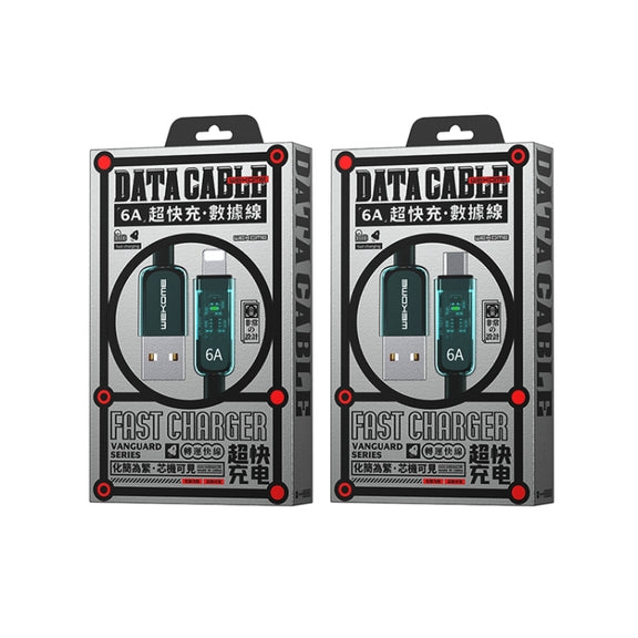 WK WDC-180 6A Pioneer Series USB to 8 Pin Transparent Fast Charge Data Cable, Length: 1m(Green)
