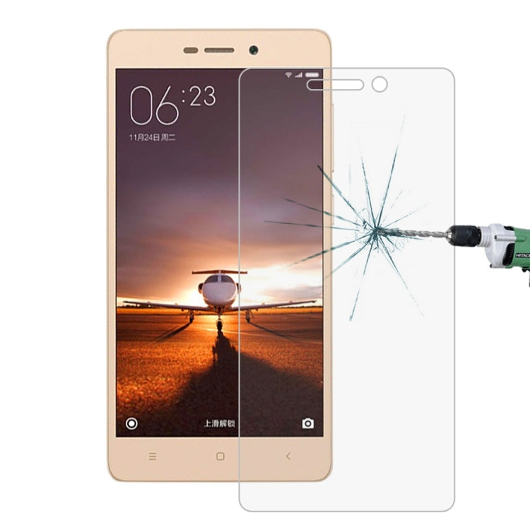100 PCS for Xiaomi Redmi 3 & 3S 0.26mm 9H Surface Hardness 2.5D Explosion-proof Tempered Glass Screen Film