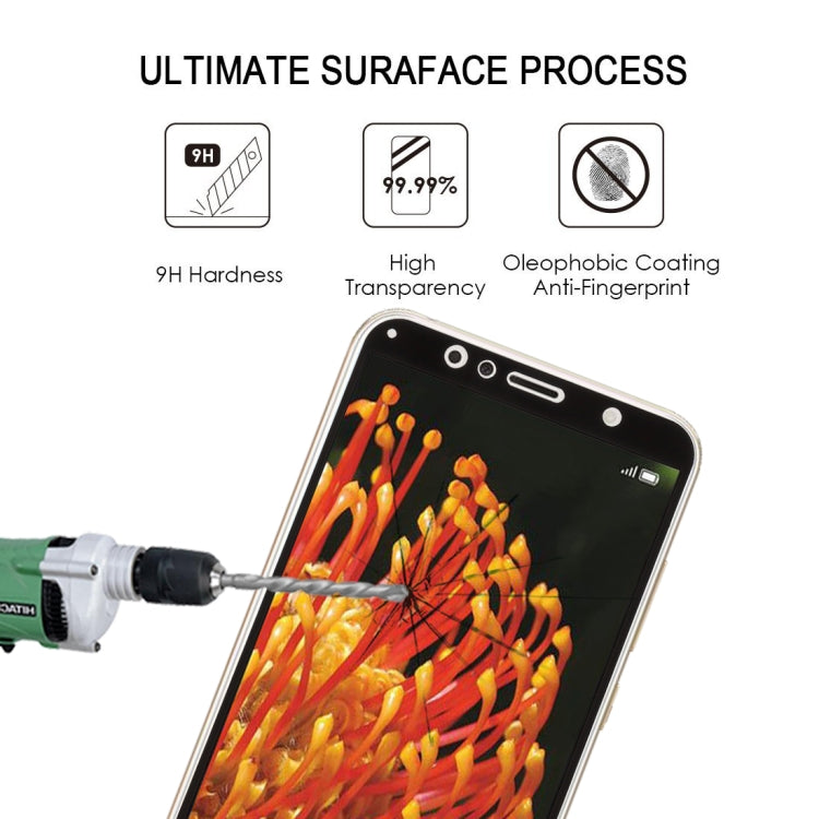 0.26mm 9H 2.5D Anti-scratch Silk-screen Tempered Glass Full Screen Film for Huawei Y6 (2018) (Black)