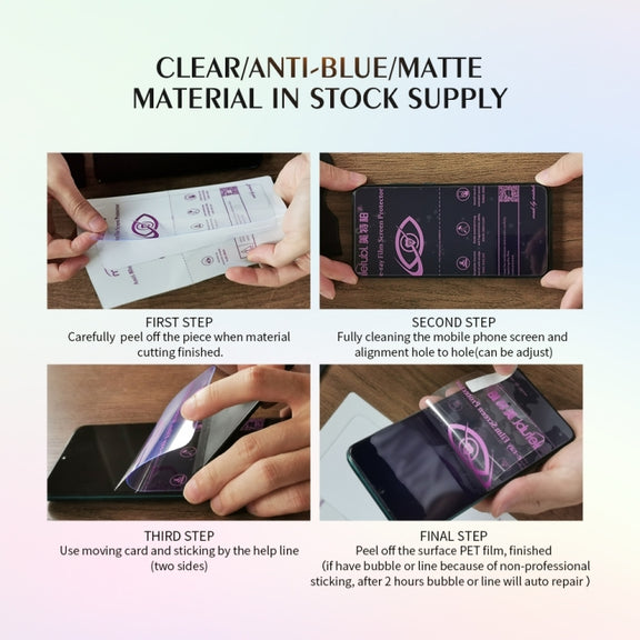 50 PCS 30 x 20cm Tablet HD TPU Soft Hydrogel Film Supplies for Intelligent Protector Cutter