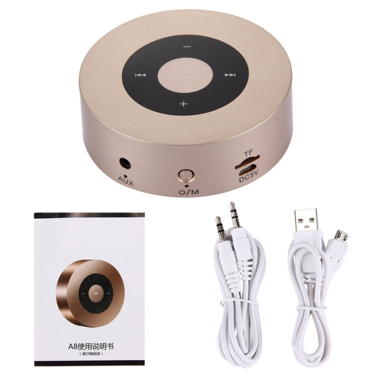 A8 Portable Stereo Bluetooth Speaker Built-in MIC, Support Hands-free Calls / TF Card / AUX IN (Silver)