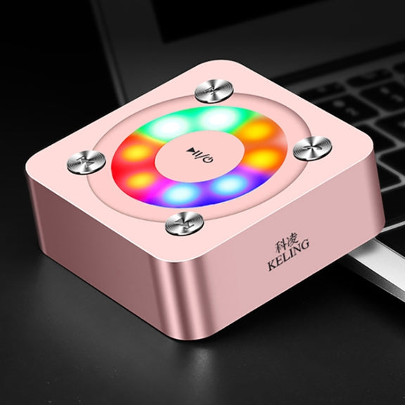 A9 Portable Bluetooth Stereo Speaker with Built-in MIC & Light, Support Hands-free Calls & TF Card & AUX IN, Bluetooth Distance: 10m(Rose Gold)