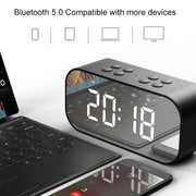 AEC BT501 Bluetooth 5.0 Mini Speaker with LED & Alarm Clock & Clock & Mirror, Support 32G TF Card(Black)