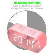 AEC BT501 Bluetooth 5.0 Mini Speaker with LED & Alarm Clock & Clock & Mirror, Support 32G TF Card(Blue)