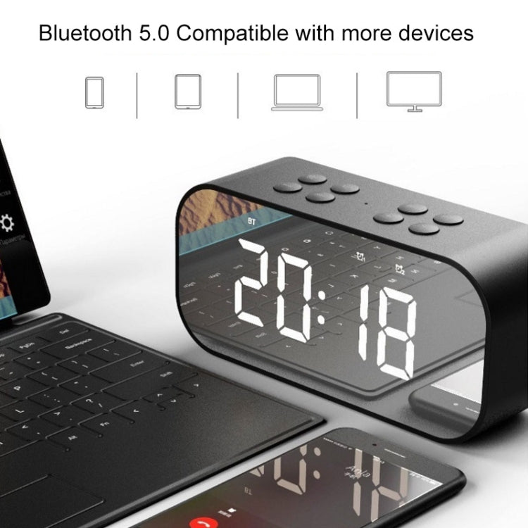 AEC BT501 Bluetooth 5.0 Mini Speaker with LED & Alarm Clock & Clock & Mirror, Support 32G TF Card(Blue)