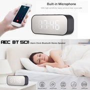 AEC BT501 Bluetooth 5.0 Mini Speaker with LED & Alarm Clock & Clock & Mirror, Support 32G TF Card(Blue)