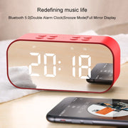 AEC BT501 Bluetooth 5.0 Mini Speaker with LED & Alarm Clock & Clock & Mirror, Support 32G TF Card(Red)