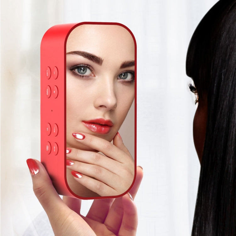 AEC BT501 Bluetooth 5.0 Mini Speaker with LED & Alarm Clock & Clock & Mirror, Support 32G TF Card(Red)
