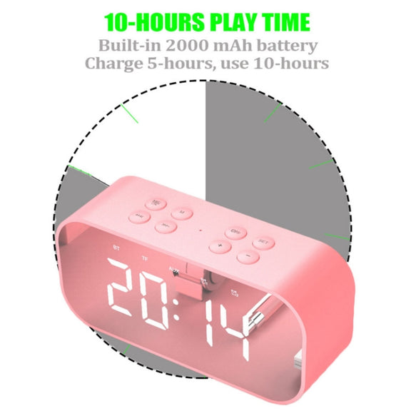 AEC BT501 Bluetooth 5.0 Mini Speaker with LED & Alarm Clock & Clock & Mirror, Support 32G TF Card(Red)
