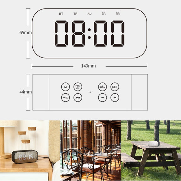 AEC BT501 Bluetooth 5.0 Mini Speaker with LED & Alarm Clock & Clock & Mirror, Support 32G TF Card(Red)
