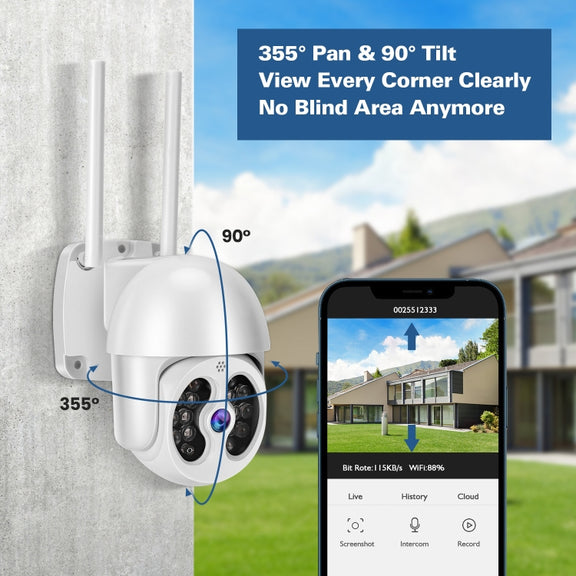 Tuya QX56 3.0 Million Pixels IP66 Water-resistant 2.4G Wireless IP Camera, Support Amazon Alexa & Google Home & Motion Detection & Two-way Audio & Full Color Night Vision & TF Card, US Plug