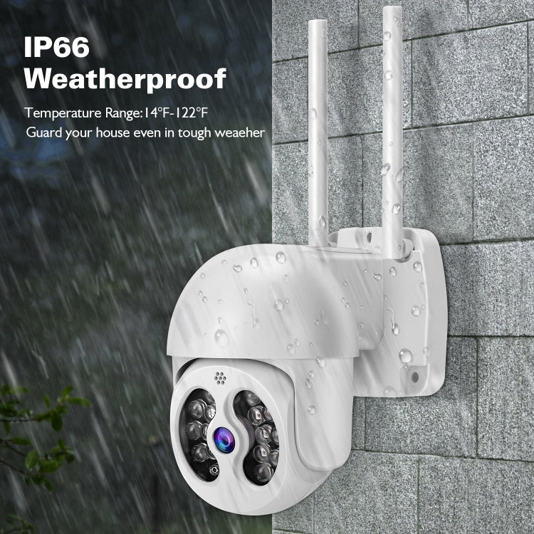 Tuya QX56 3.0 Million Pixels IP66 Water-resistant 2.4G Wireless IP Camera, Support Amazon Alexa & Google Home & Motion Detection & Two-way Audio & Full Color Night Vision & TF Card, EU Plug
