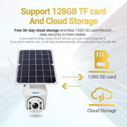 ESCAM QF280 HD 1080P IP66 Water-resistant WiFi Solar Panel PT IP Camera without Battery, Support Night Vision / Motion Detection / TF Card / Two Way Audio (White)