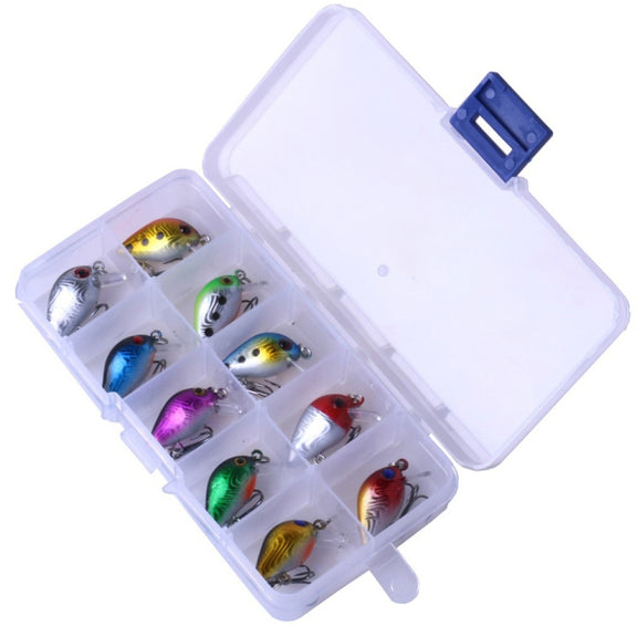 HENGJIA 10 PCS 3cm/1.5g Luya Rock Fishing Lures Bait Bionic Kit with Plastic Box