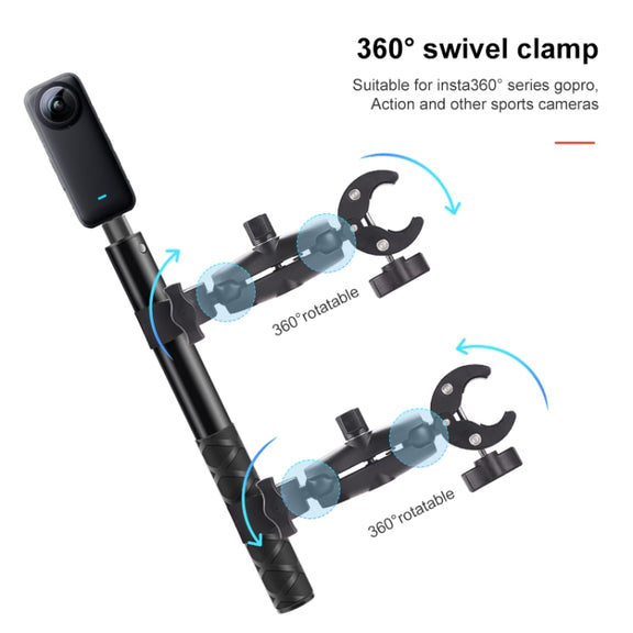 Motorcycle Double Dual-heads Crabs Clamps Handlebar Fixed Mount Selfie Stick