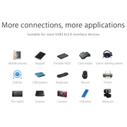 ORICO W5P-U3-30 4-Port USB 3.0 Desktop HUB with 30cm Micro USB Cable Power Supply(Black)
