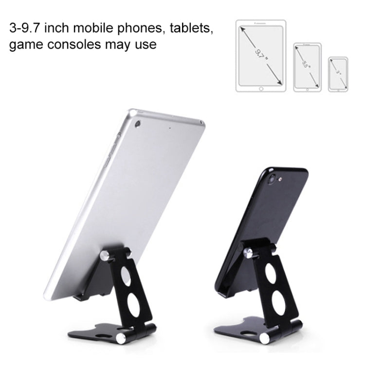 ROOSTAND R2 Aluminum Alloy Mobile Desktop Tablet Bracket Double Folding Lazy Artifact, Size: 6.4x7x9cm(Black)