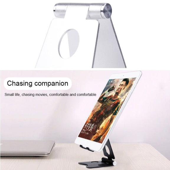ROOSTAND R2 Aluminum Alloy Mobile Desktop Tablet Bracket Double Folding Lazy Artifact, Size: 6.4x7x9cm(Black)