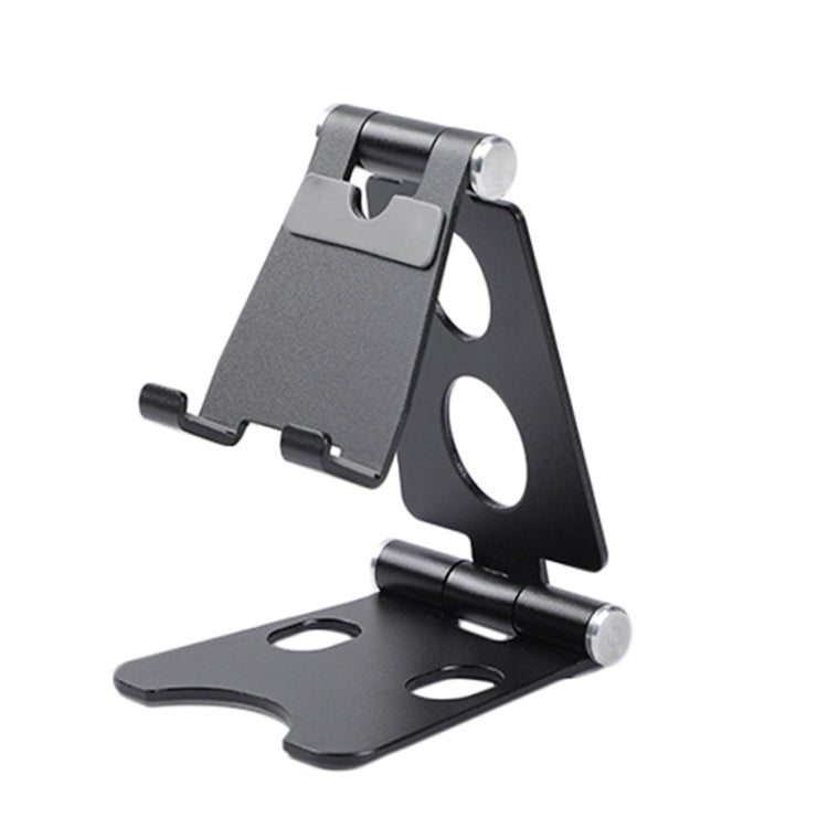 ROOSTAND R2 Aluminum Alloy Mobile Desktop Tablet Bracket Double Folding Lazy Artifact, Size: 6.4x7x9cm(Black)
