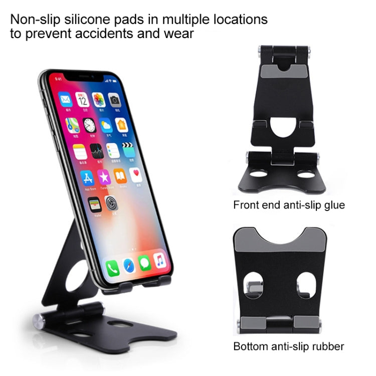 ROOSTAND R2 Aluminum Alloy Mobile Desktop Tablet Bracket Double Folding Lazy Artifact, Size: 6.4x7x9cm(Silver)