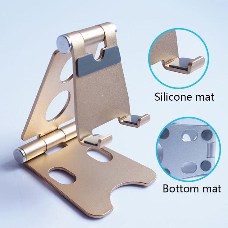 ROOSTAND R2 Aluminum Alloy Mobile Desktop Tablet Bracket Double Folding Lazy Artifact, Size: 6.4x7x9cm(Silver)