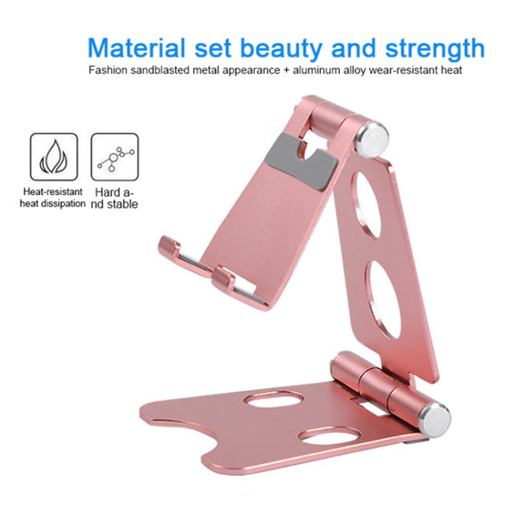 ROOSTAND R2 Aluminum Alloy Mobile Desktop Tablet Bracket Double Folding Lazy Artifact, Size: 6.4x7x9cm(Silver)