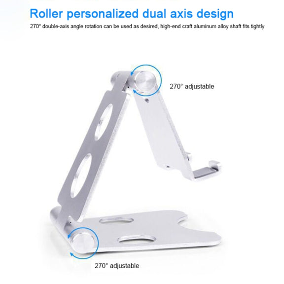 ROOSTAND R2 Aluminum Alloy Mobile Desktop Tablet Bracket Double Folding Lazy Artifact, Size: 6.4x7x9cm(Silver)