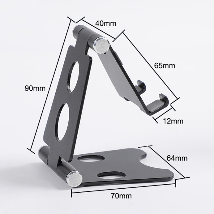 ROOSTAND R2 Aluminum Alloy Mobile Desktop Tablet Bracket Double Folding Lazy Artifact, Size: 6.4x7x9cm(Silver)