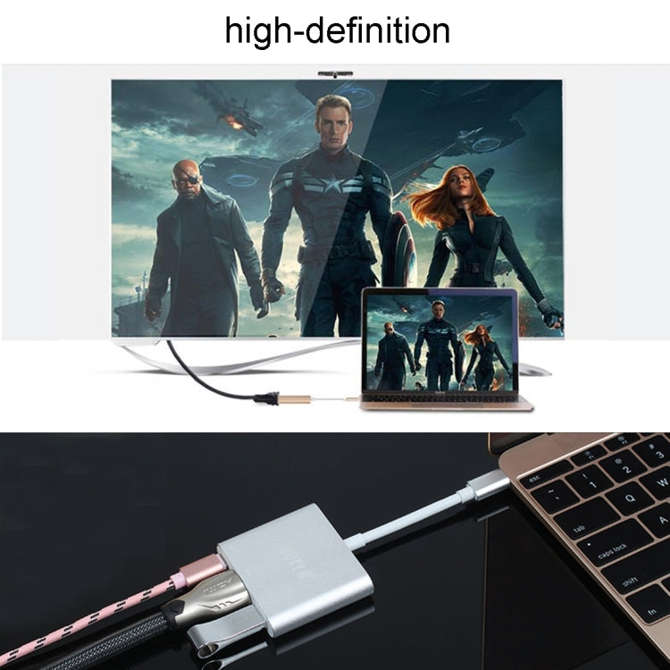 USB-C / Type-C 3.1 Male to USB-C / Type-C 3.1 Female & HDMI Female & USB 3.0 Female Adapter(Gold)