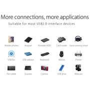 ORICO W5P-U2-100 USB 2.0 Desktop HUB with 100cm Micro USB Cable Power Supply(Black)