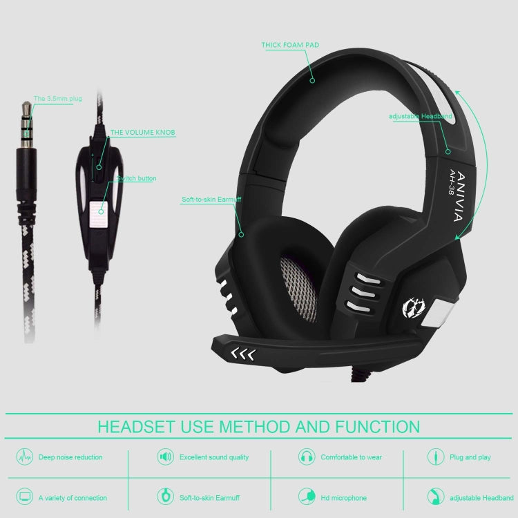 SADES AH-38 3.5mm Plug Wire-controlled E-sports Gaming Headset with Retractable Microphone, Cable Length: 2m(Black Silver)