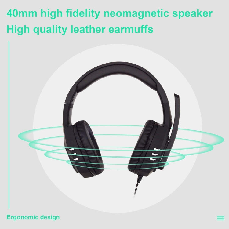 SADES AH-38 3.5mm Plug Wire-controlled E-sports Gaming Headset with Retractable Microphone, Cable Length: 2m(Black Silver)